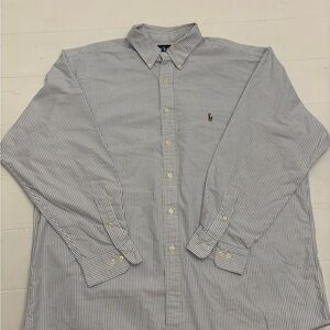 Ralph Lauren | Classic Fit | White and Blue Striped Casual Button Down Shirt